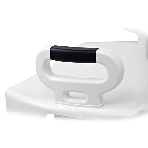 Drive Medical RTL12505 Handicap Bathroom Bench with Back and Arms, White