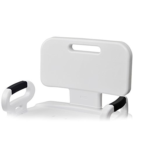 Drive Medical RTL12505 Handicap Bathroom Bench with Back and Arms, White