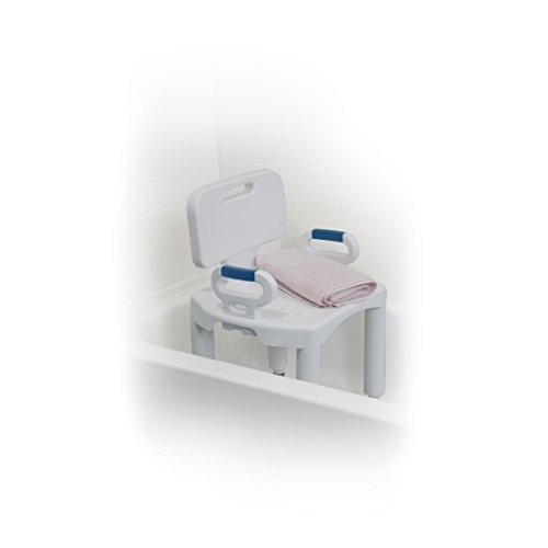 Drive Medical RTL12505 Handicap Bathroom Bench with Back and Arms, White