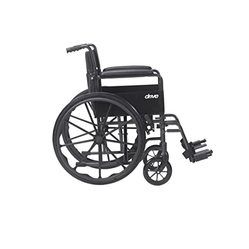 Drive Medical SSP118FA-SF Silver Sport 1 Folding Transport Wheelchair with Fu...