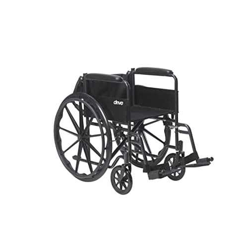 Drive Medical SSP118FA-SF Silver Sport 1 Folding Transport Wheelchair with Fu...