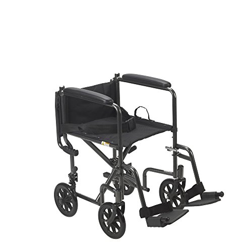 Drive Medical TR37E-SV Lightweight Folding Transport Wheelchair with Swing-Aw...