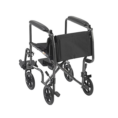 Drive Medical TR37E-SV Lightweight Folding Transport Wheelchair with Swing-Aw...