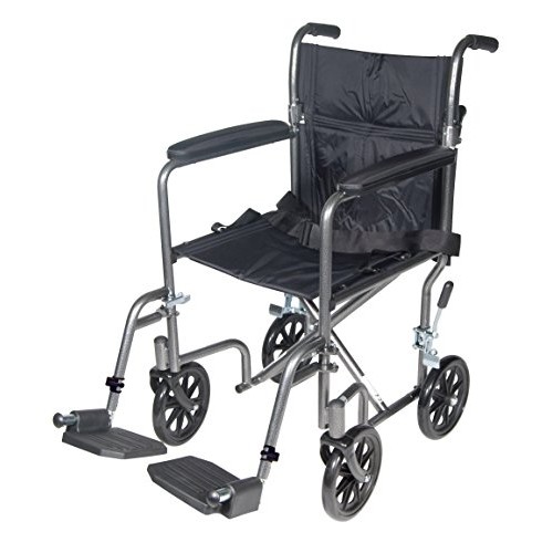 Drive Medical TR37E-SV Lightweight Folding Transport Wheelchair with Swing-Aw...