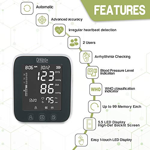 Large LED Backlit Automatic Blood Pressure Monitor Upper Arm - Blood Pressure...