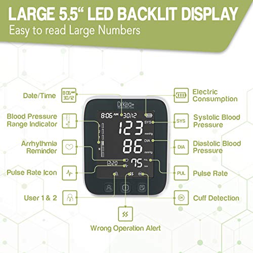 Large LED Backlit Automatic Blood Pressure Monitor Upper Arm - Blood Pressure...