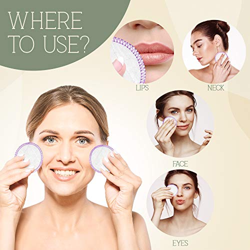 Reusable Makeup Remover Pads -Bamboo Holder, Laundry Bag & Travel Pouch - Was...