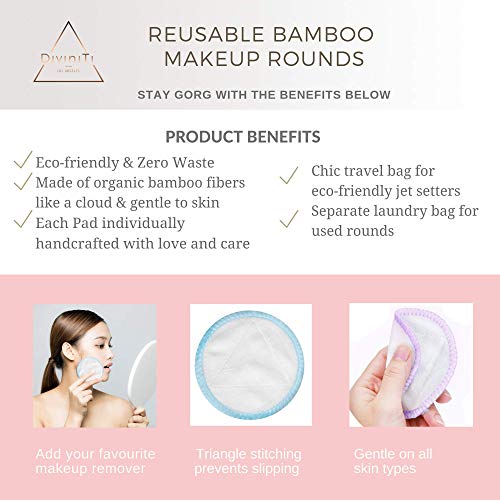 Reusable Makeup Remover Pads -Bamboo Holder, Laundry Bag & Travel Pouch - Was...