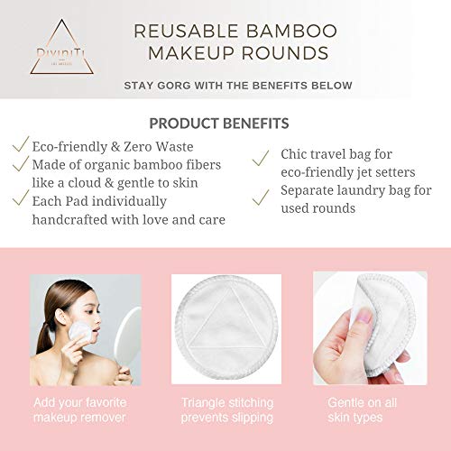 Reusable Makeup Remover Pads -Bamboo Holder, Laundry Bag & Travel Pouch - Was...