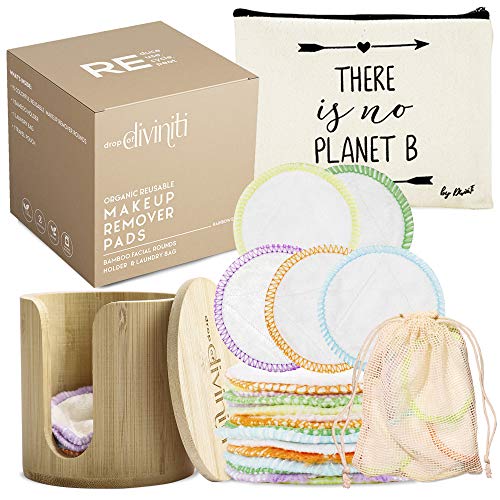Reusable Makeup Remover Pads -Bamboo Holder, Laundry Bag & Travel Pouch - Was...