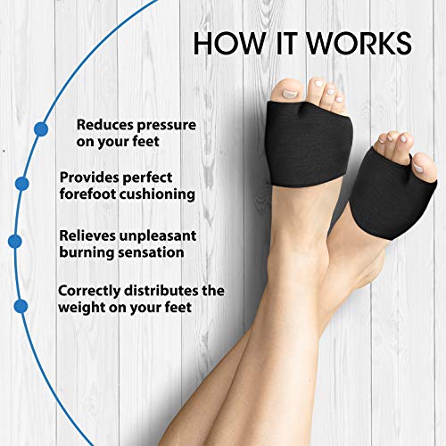 Metatarsal Sleeve with Gel Pads - 4 Pieces - Ball of Foot Cushions with Soft ...