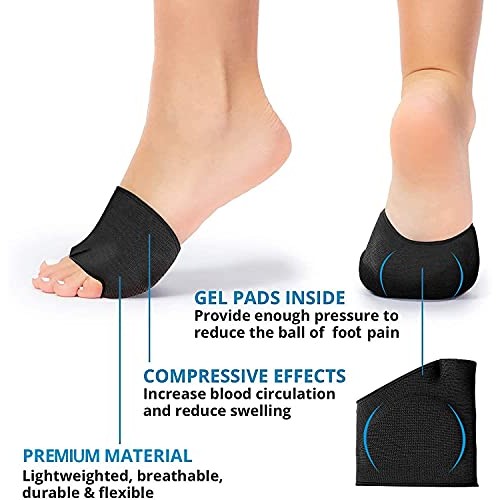 Metatarsal Sleeve with Gel Pads - 4 Pieces - Ball of Foot Cushions with Soft ...