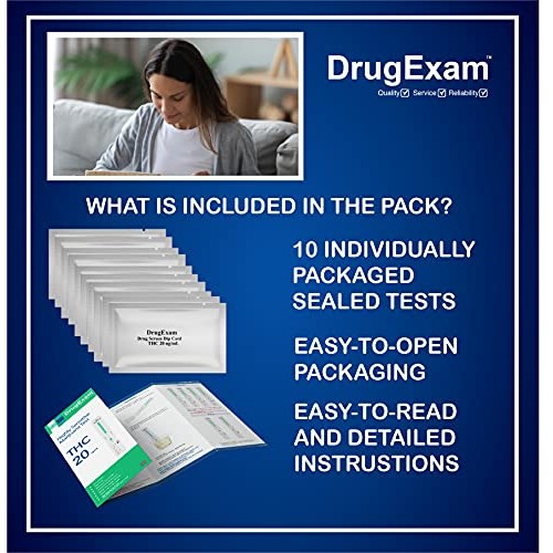 10 Pack - DrugExam Highly Sensitive Marijuana THC 20 ng/mL Single Panel Drug ...