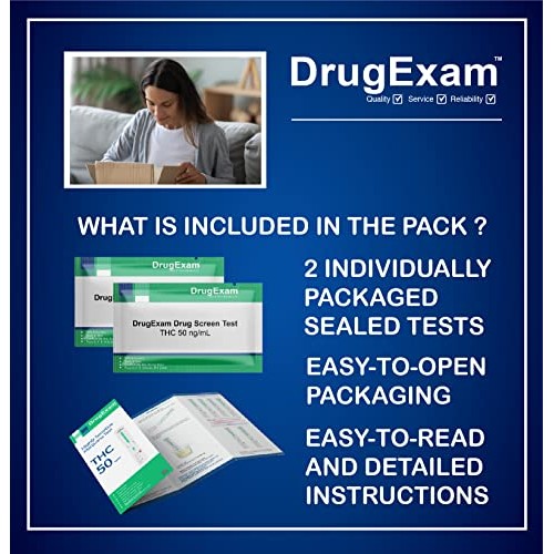 2 Pack - DrugExam Made in USA Highly Sensitive Marijuana THC Single Panel Dru...