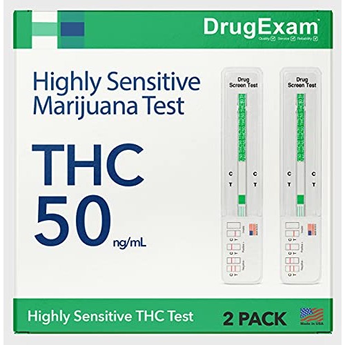 2 Pack - DrugExam Made in USA Highly Sensitive Marijuana THC Single Panel Dru...
