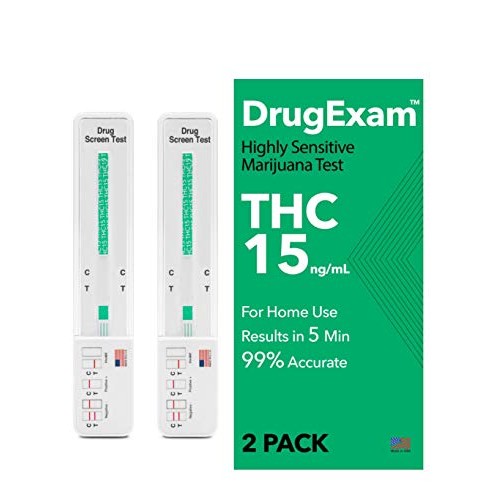 2 Pack - DrugExam Made in USA Most Sensitive Marijuana THC 15 ng/mL Single Pa...