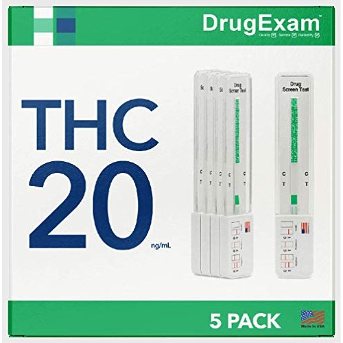 5 Pack - DrugExam Highly Sensitive Marijuana THC 20 ng/mL Single Panel Drug T...