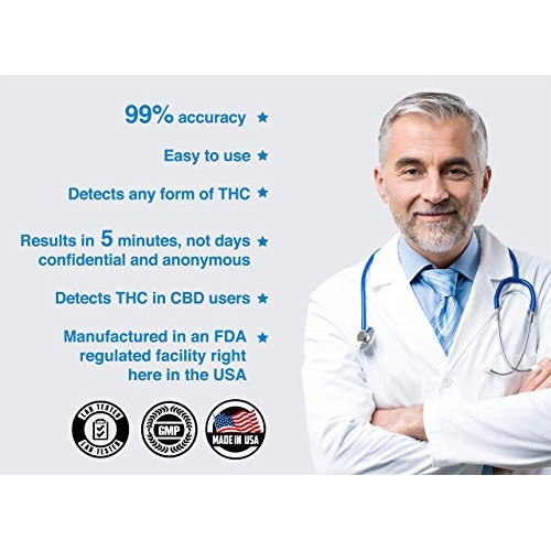 5 Pack - DrugExam Highly Sensitive Marijuana THC 20 ng/mL Single Panel Drug T...