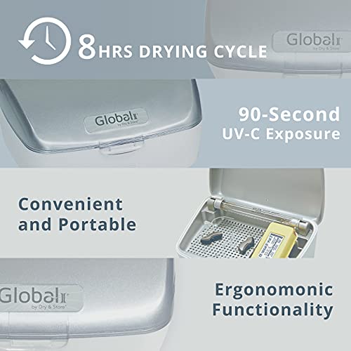 Global II by Dry & Store | Electric Hearing Aid Dehumidifier with UV-C Lamp S...
