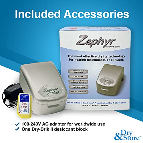 Zephyr by Dry & Store Hearing Instrument Dryer/Dehumidifier | for Care and Ma...