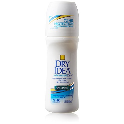 Dry Idea Anti-Perspirant Deodorant Roll-On Unscented, White, 3.25 Oz