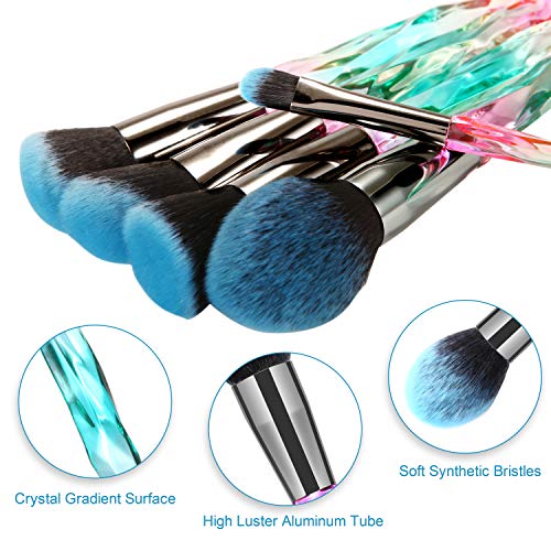 DUAIU Makeup Brushes 15pcs Premium Synthetic Bristles Crystal Handle Set Kabu...