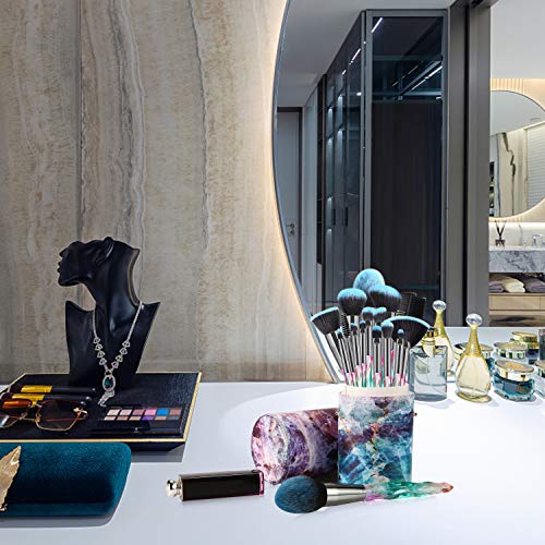 DUAIU Makeup Brushes 15pcs Premium Synthetic Bristles Crystal Handle Set Kabu...