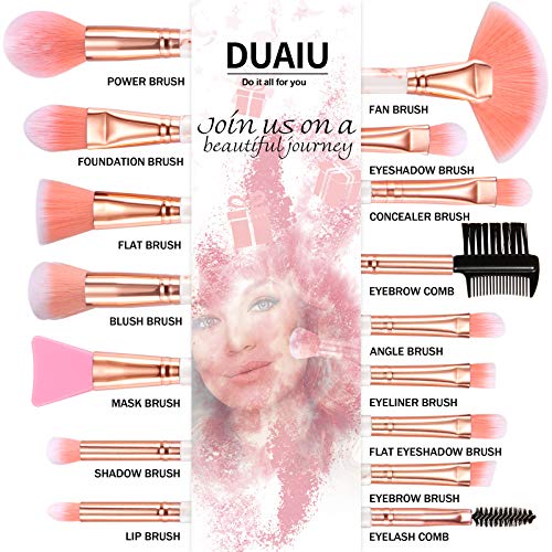 DUAIU Makeup Brushes 16PCS Marble Handle Professional Makeup Brushes Set with...