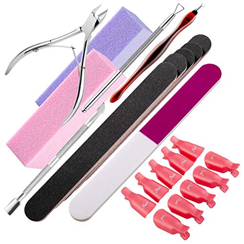 DUAIU Nail File and Buffer 22pcs Professional Manicure Tools Kit with Stainle...