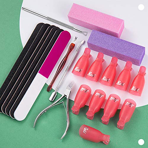 DUAIU Nail File and Buffer 22pcs Professional Manicure Tools Kit with Stainle...