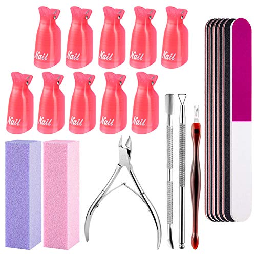 DUAIU Nail File and Buffer 22pcs Professional Manicure Tools Kit with Stainle...