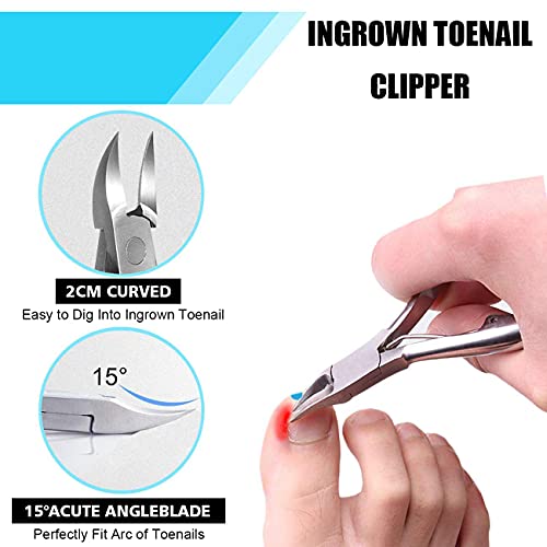Ingrown Toenail Tool Kit (9PCS), Professional Toe Nail Clipper Set for Ingrow...