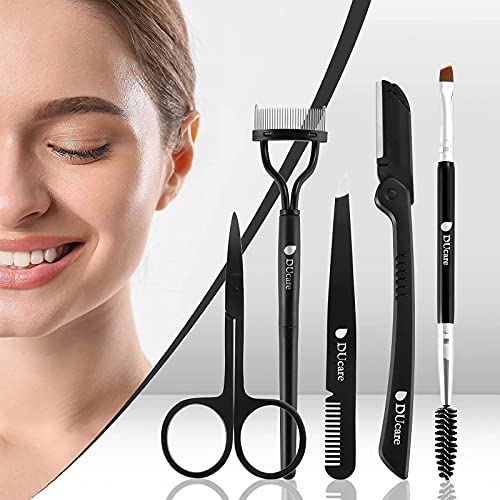 DUcare Eyebrow Razor, Scissors, Tweezers, Eyelash Comb Curler and eyebrow bru...