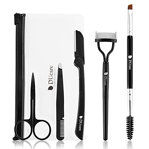 DUcare Eyebrow Razor, Scissors, Tweezers, Eyelash Comb Curler and eyebrow bru...