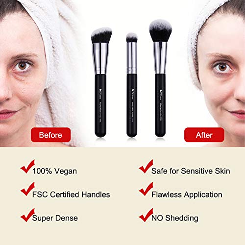 DUcare Makeup Kabuki Brushes 3Pcs Foundation Brush& Concealer Brush& Blusher ...