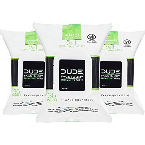 Dude Products Face & Body Energizing Wipes & Refreshing Lightly Scent Infused...