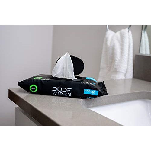 DUDE Wipes Flushable Wipes 48 Count Dispenser, Unscented Wet Wipes with Vitam...