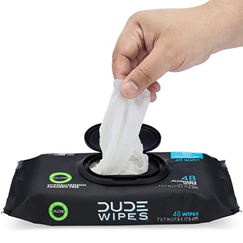 DUDE Wipes Flushable Wipes Dispenser, Unscented Wet Wipes with Vitamin-E & Al...