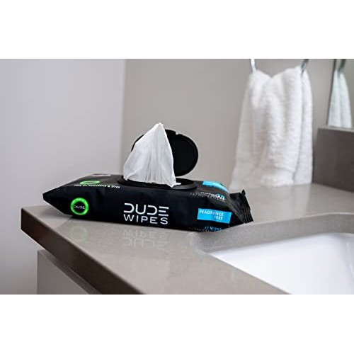 DUDE Wipes Flushable Wipes Dispenser, Unscented Wet Wipes with Vitamin-E & Al...