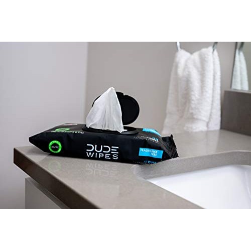 DUDE Wipes Flushable Wipes Dispenser, Unscented Wet Wipes with Vitamin-E & Al...