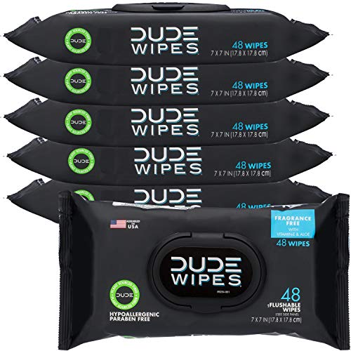 DUDE Wipes Flushable Wipes Dispenser, Unscented Wet Wipes with Vitamin-E & Al...