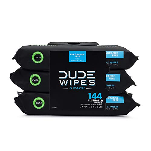 DUDE Wipes Flushable Wipes Dispenser, Unscented Wet Wipes with Vitamin-E & Al...