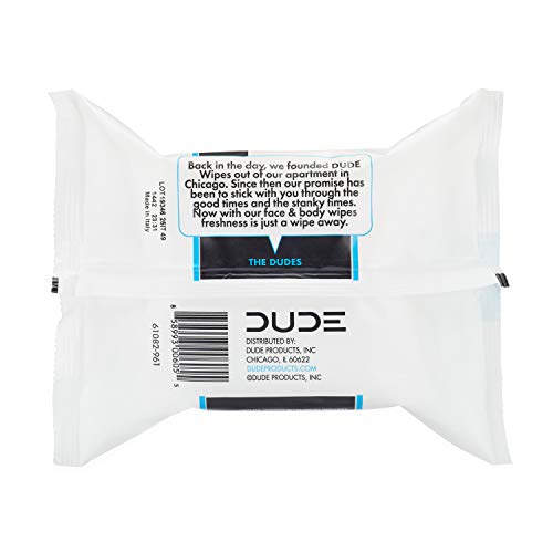 DUDE Face & Body Wipes (3 Packs, 30 Wipes Each) Unscented for Sensitive Skin ...