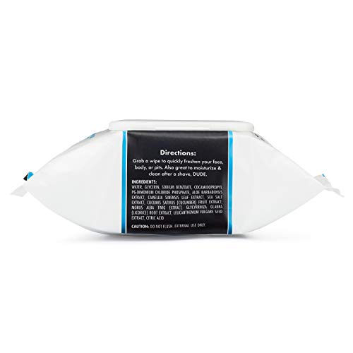 DUDE Face & Body Wipes (3 Packs, 30 Wipes Each) Unscented for Sensitive Skin ...
