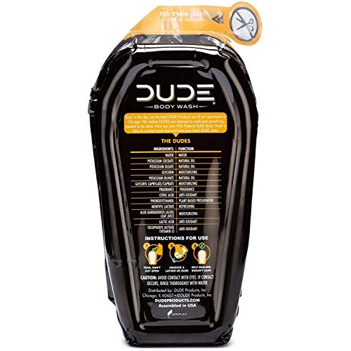 DUDE Products Body wash, natural castile soap for men, reduced plastic squeez...