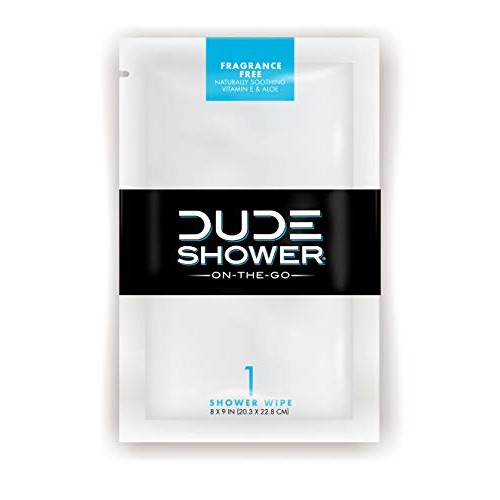 Dude Products Shower Body Wipes 10 Count Wet Wipes Individually Wrapped for T...