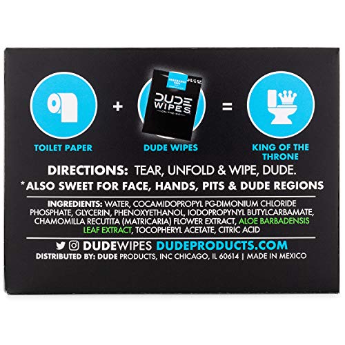 DUDE Wipes Flushable Wet Wipes (48 Count Dispenser and 30 Single Wipes) Indiv...