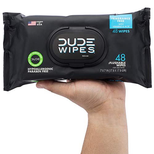 DUDE Wipes Flushable Wet Wipes (48 Count Dispenser and 30 Single Wipes) Indiv...