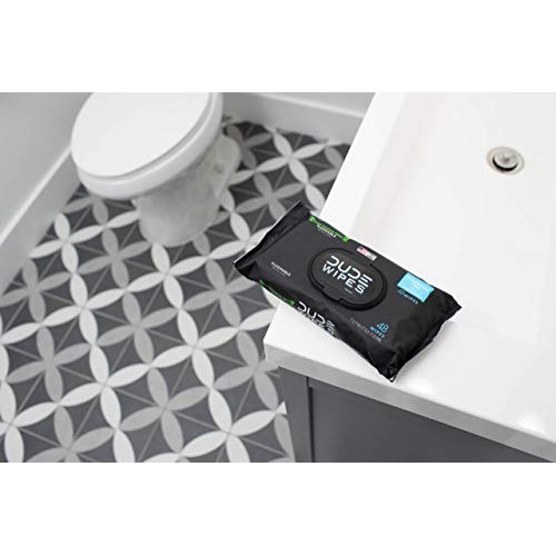 DUDE Wipes Flushable Wet Wipes (48 Count Dispenser and 30 Single Wipes) Indiv...