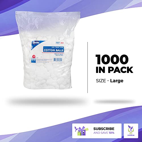 Dukal Cotton Balls. Pack of 1000 Large cotton balls for wound care. Soft and ...